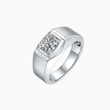 Round Moissanite Solitaire Men's Ring