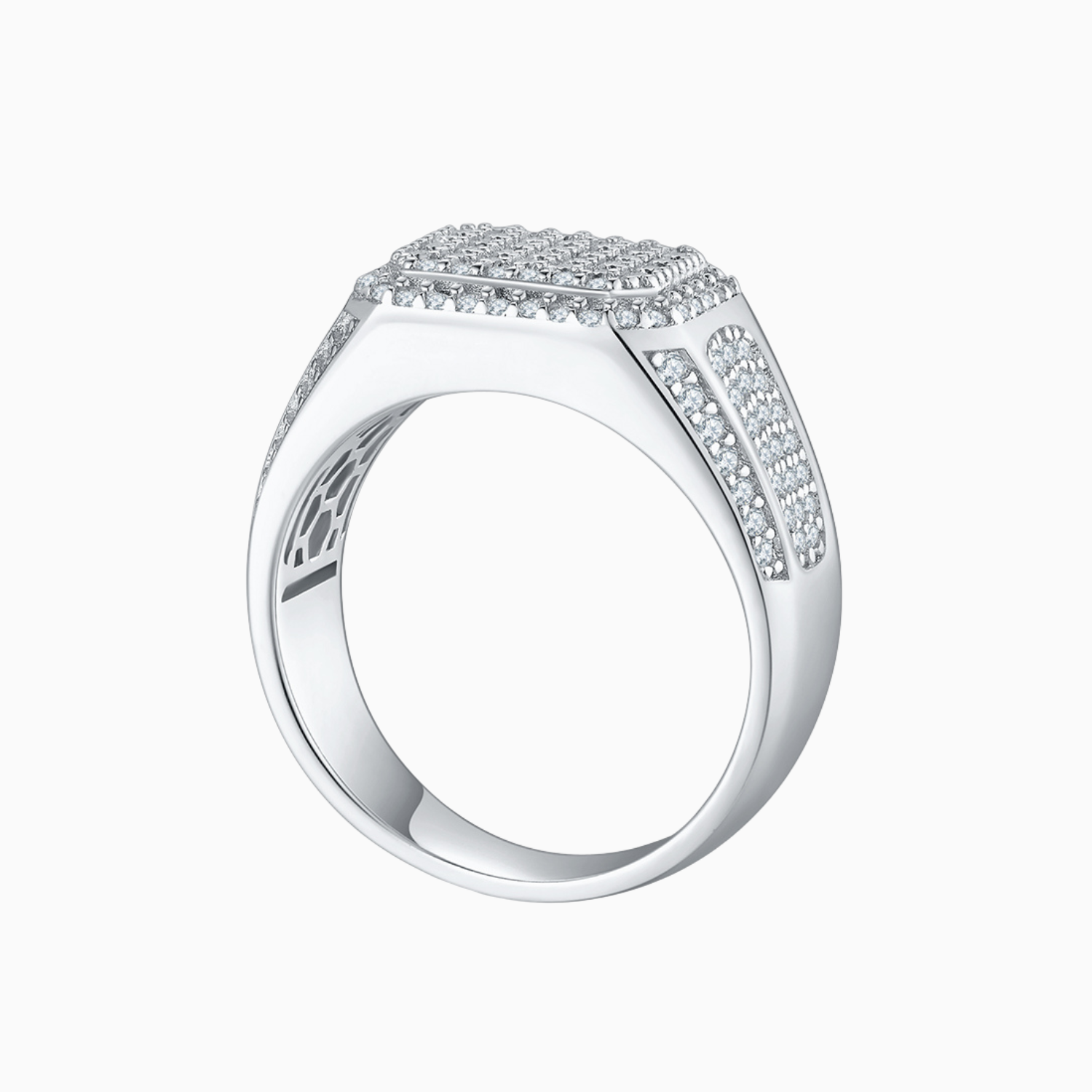 Men's Iced Out Moissanite Wide Band Ring - Ceerom
