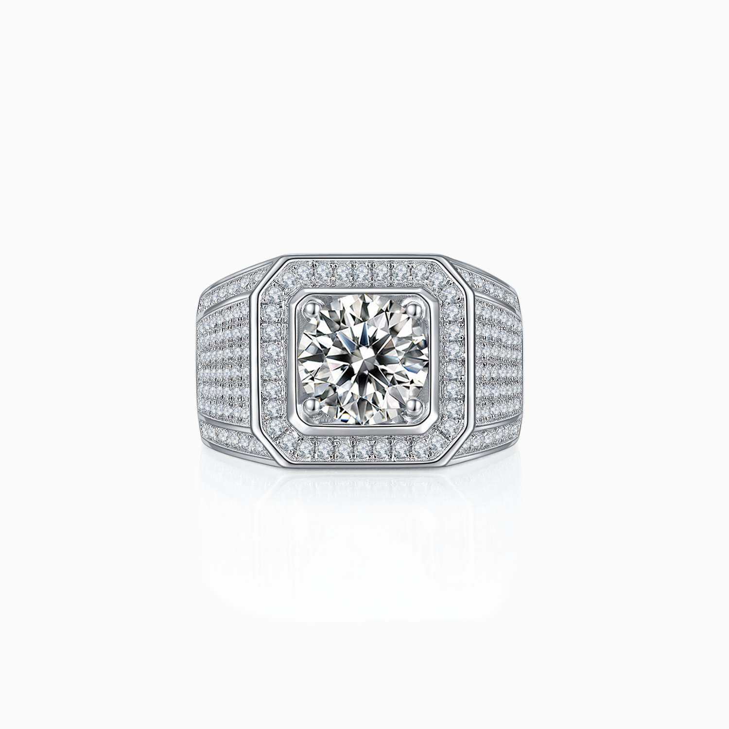 Men's Halo Moissanite Engagement Band Ring - Ceerom