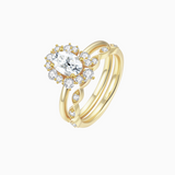 1.5CT Oval Cut Halo Moissanite Engagement Ring