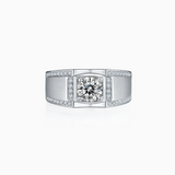 Round Moissanite Wedding Men's Ring