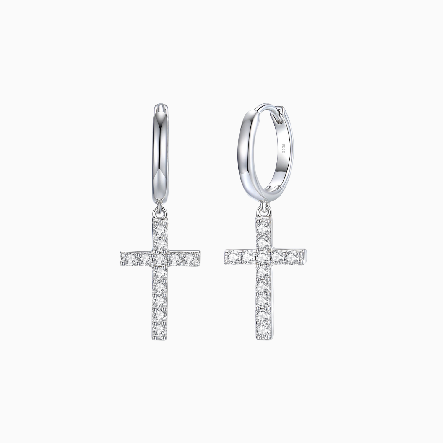 Round Cut Moissanite Cross Drop Earrings - Ceerom