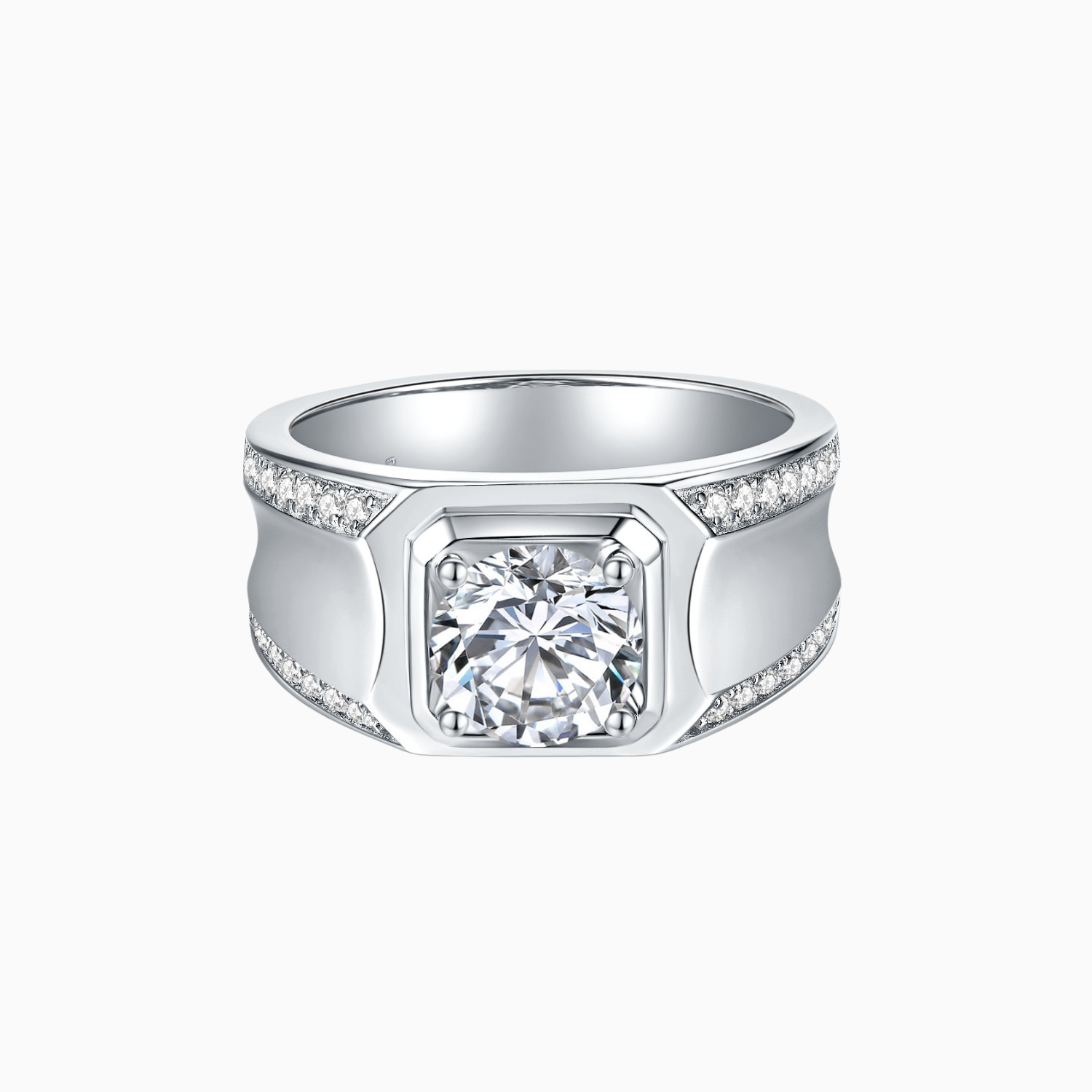 Wide Wedding Band Moissanite Ring Men - Ceerom