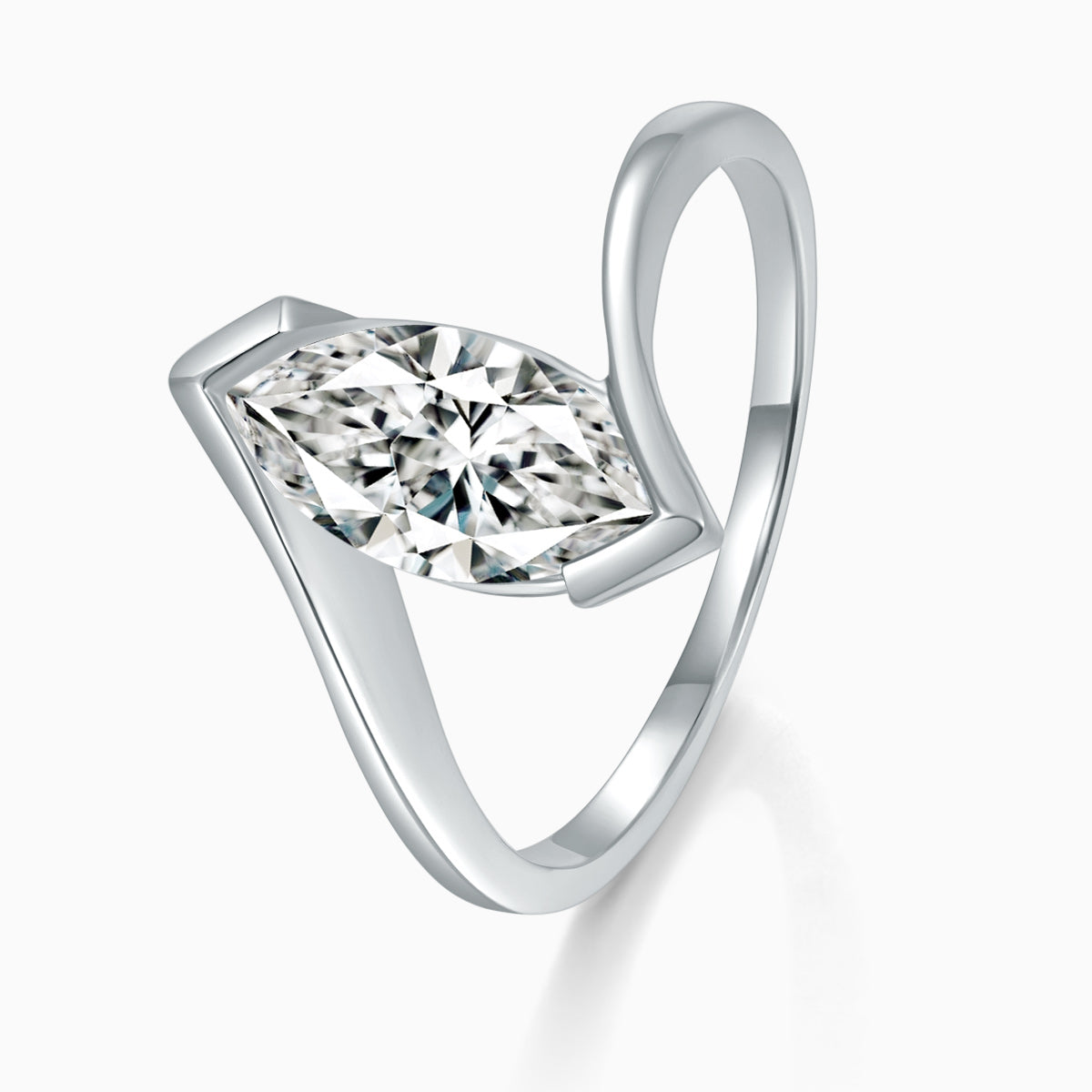 Solitaire Marquise Moissanite Engagement Ring - Ceerom