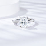 Radiant Cut Moissanite Pave Engagement Ring - Ceerom