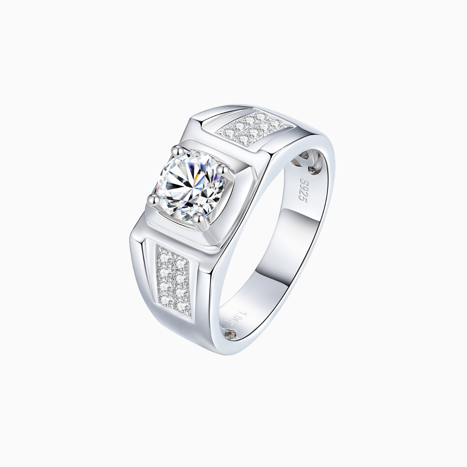 Men's Halo Moissanite Wedding Band Ring - Ceerom