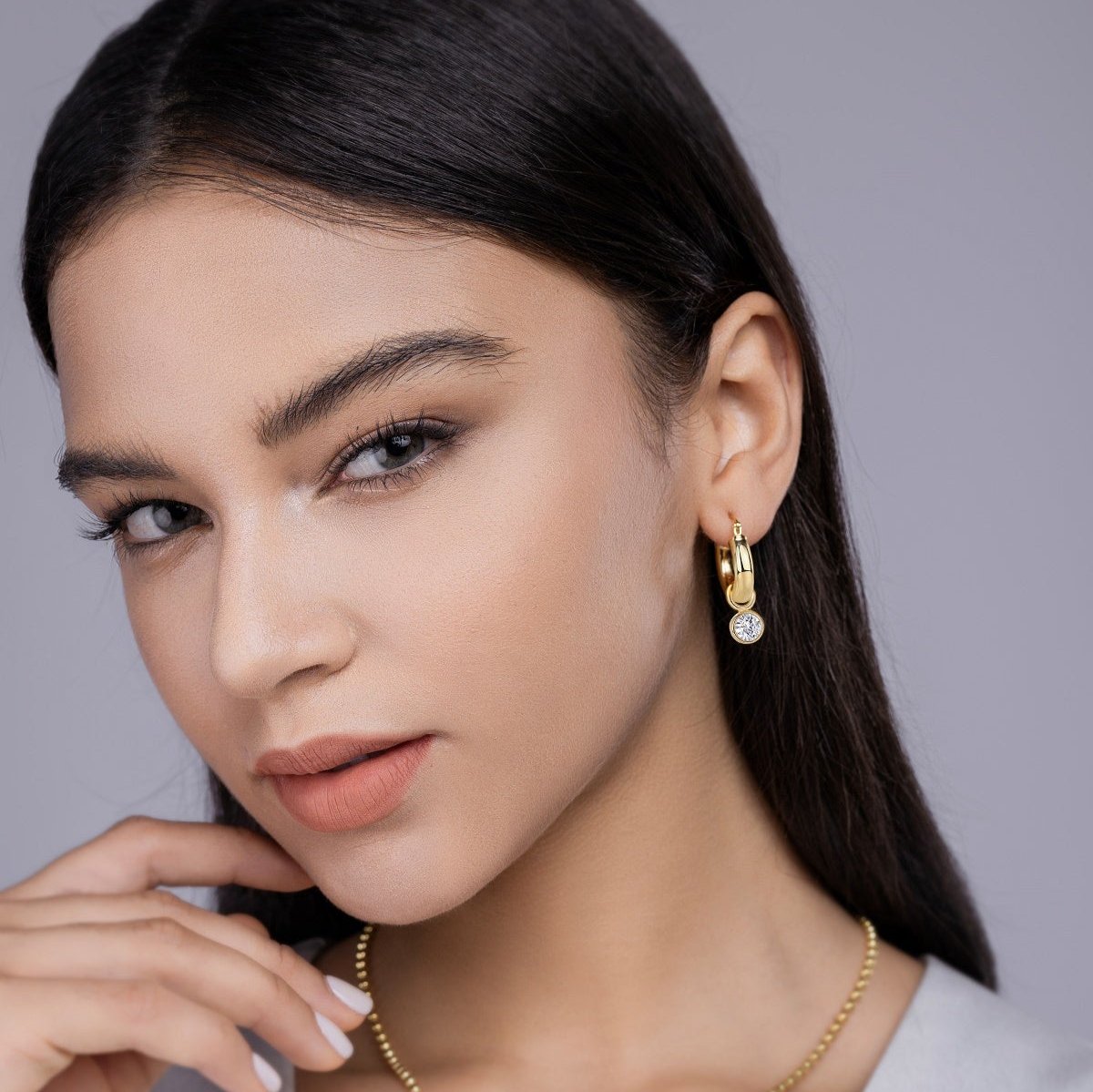 White Moissanite Hoop Earrings - Ceerom