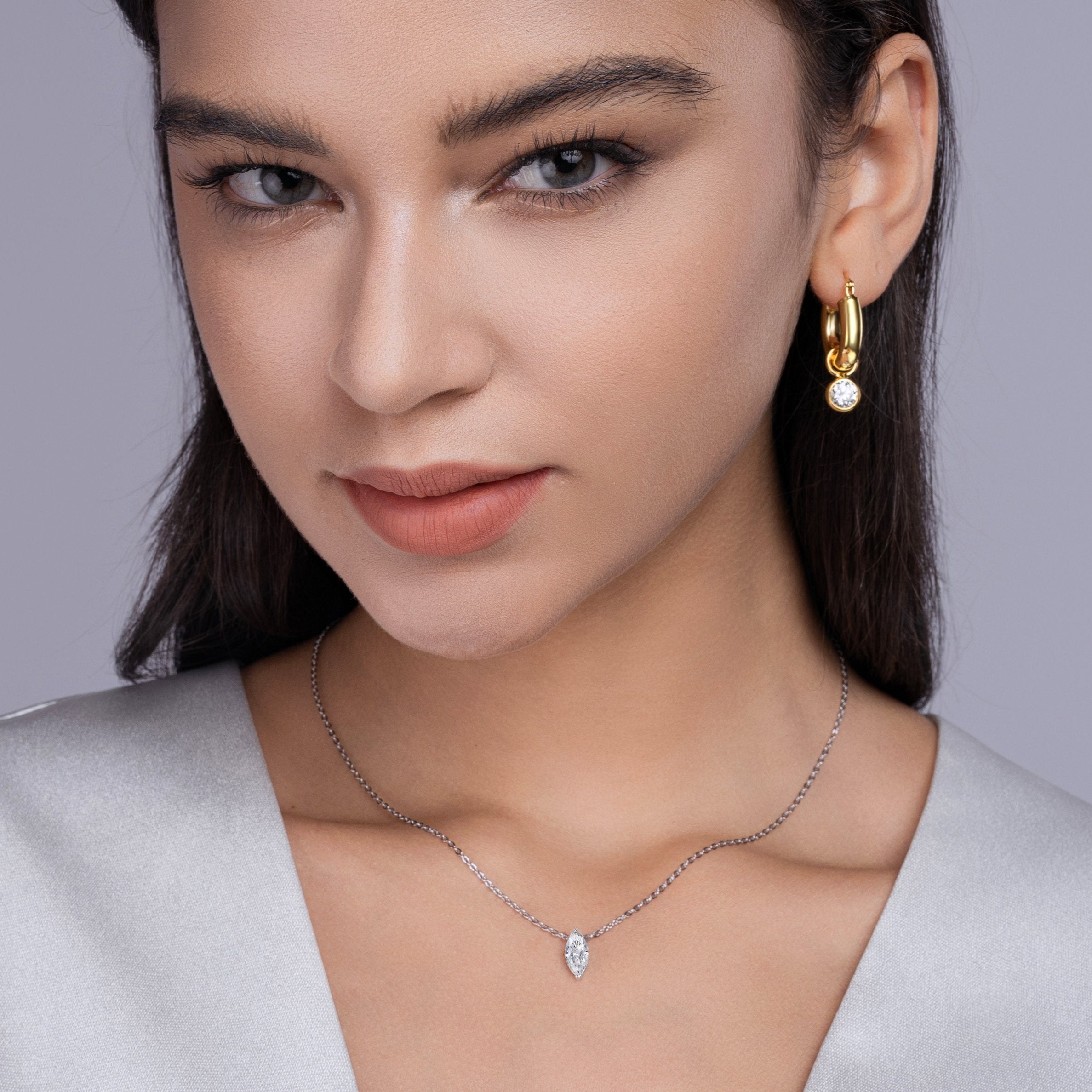 Marquise Cut Solitaire Pendant Necklace - Ceerom