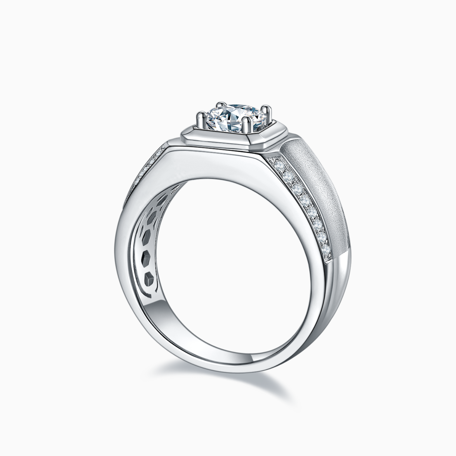 Men's Round Moissanite Vintage Engagement Ring - Ceerom