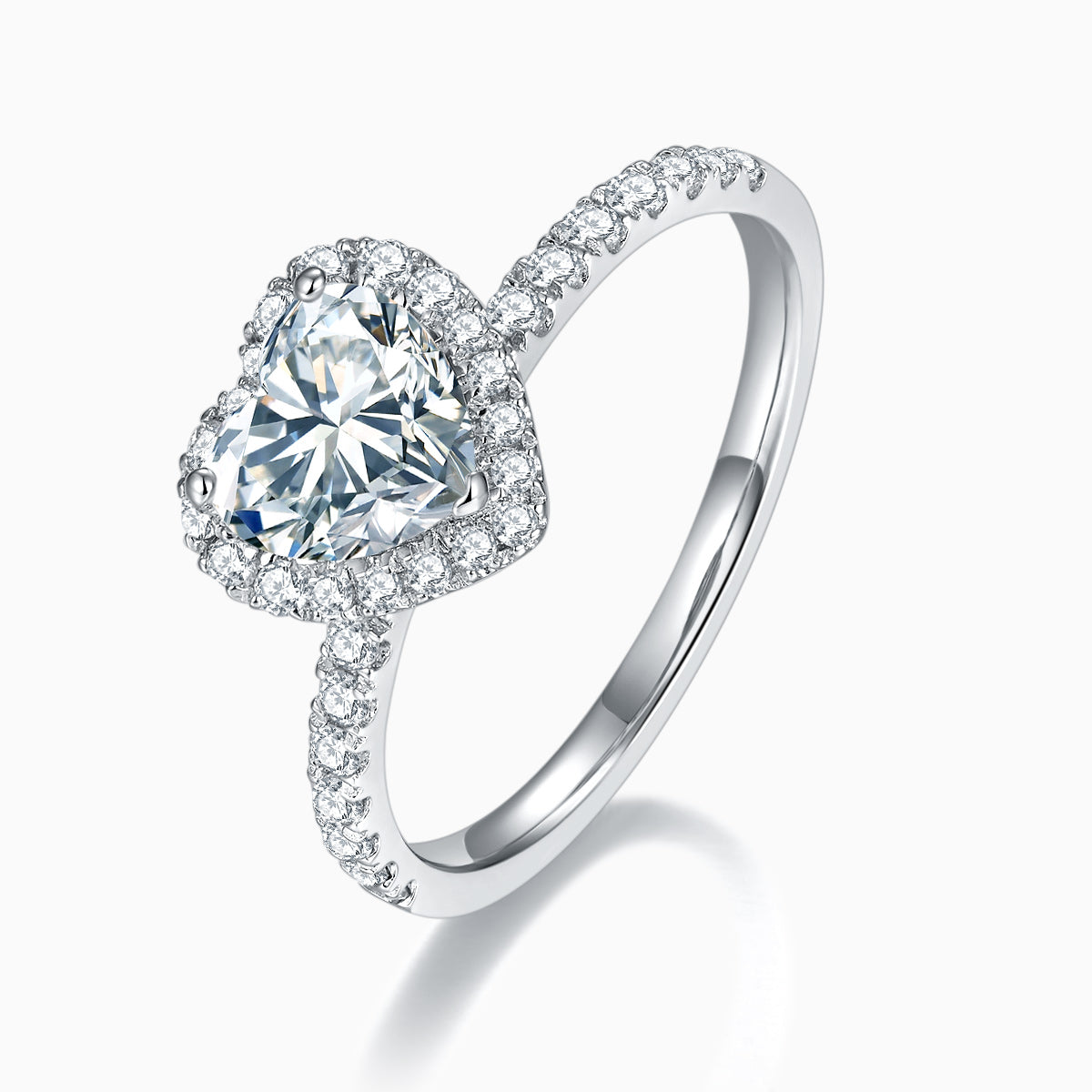 Heart Cut Engagement Moissanite Halo Ring - Ceerom