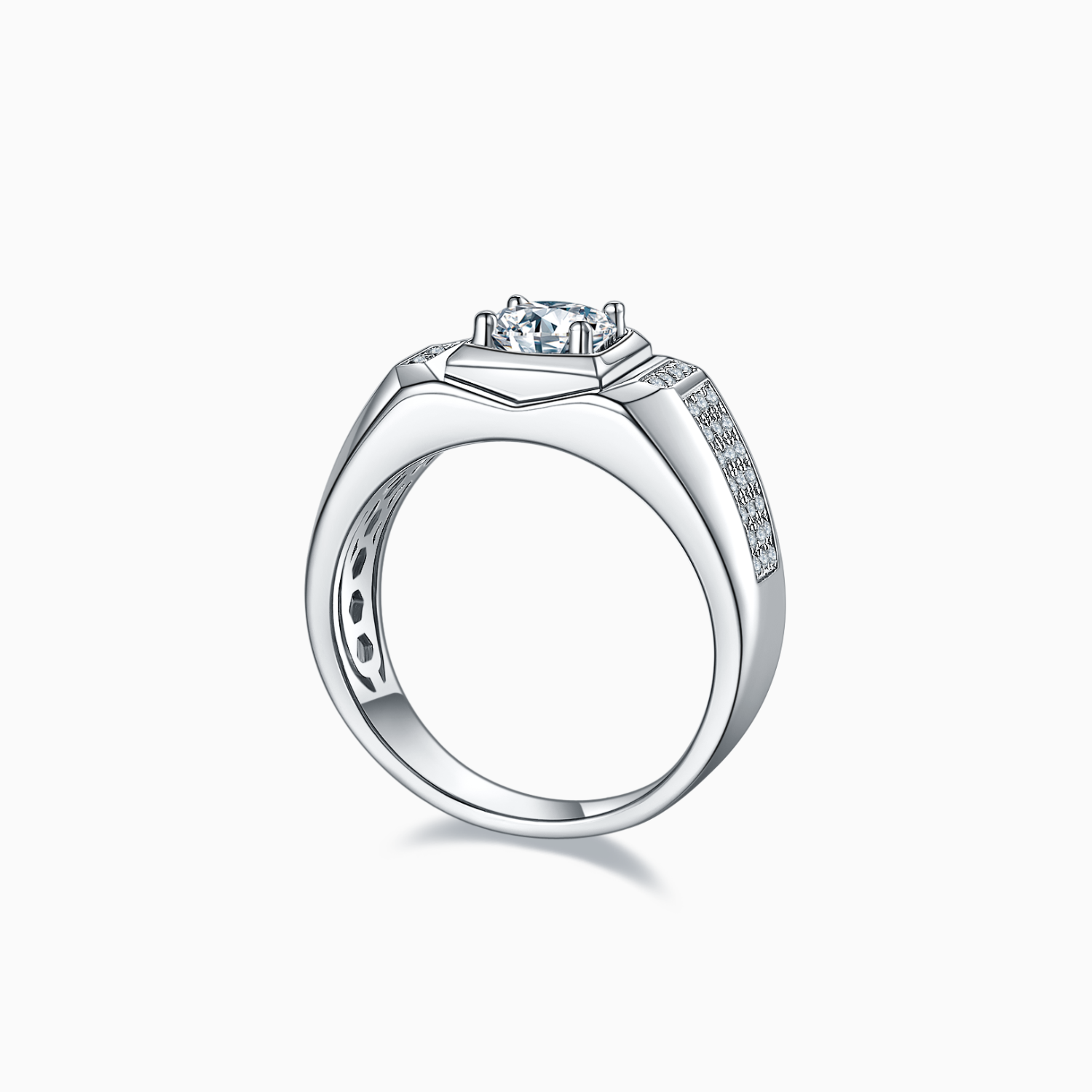 Men's Round Moissanite Engagement Ring - Ceerom