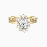 1.5CT Oval Cut Halo Moissanite Engagement Ring