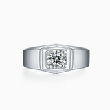 Round Moissanite Solitaire Men's Ring