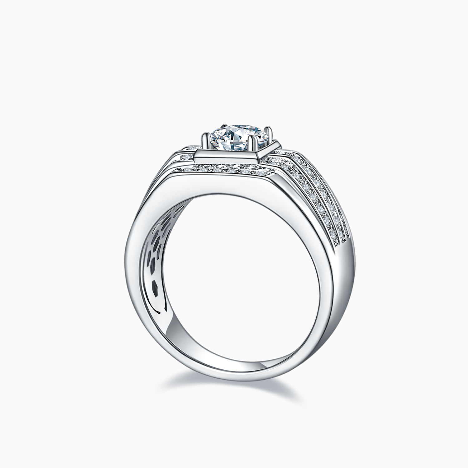Men's Round Moissanite Halo Engagement Ring - Ceerom