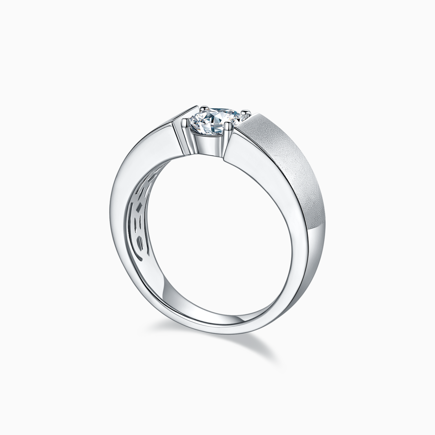 Men's Round Cut Moissanite Wedding Band Ring - Ceerom