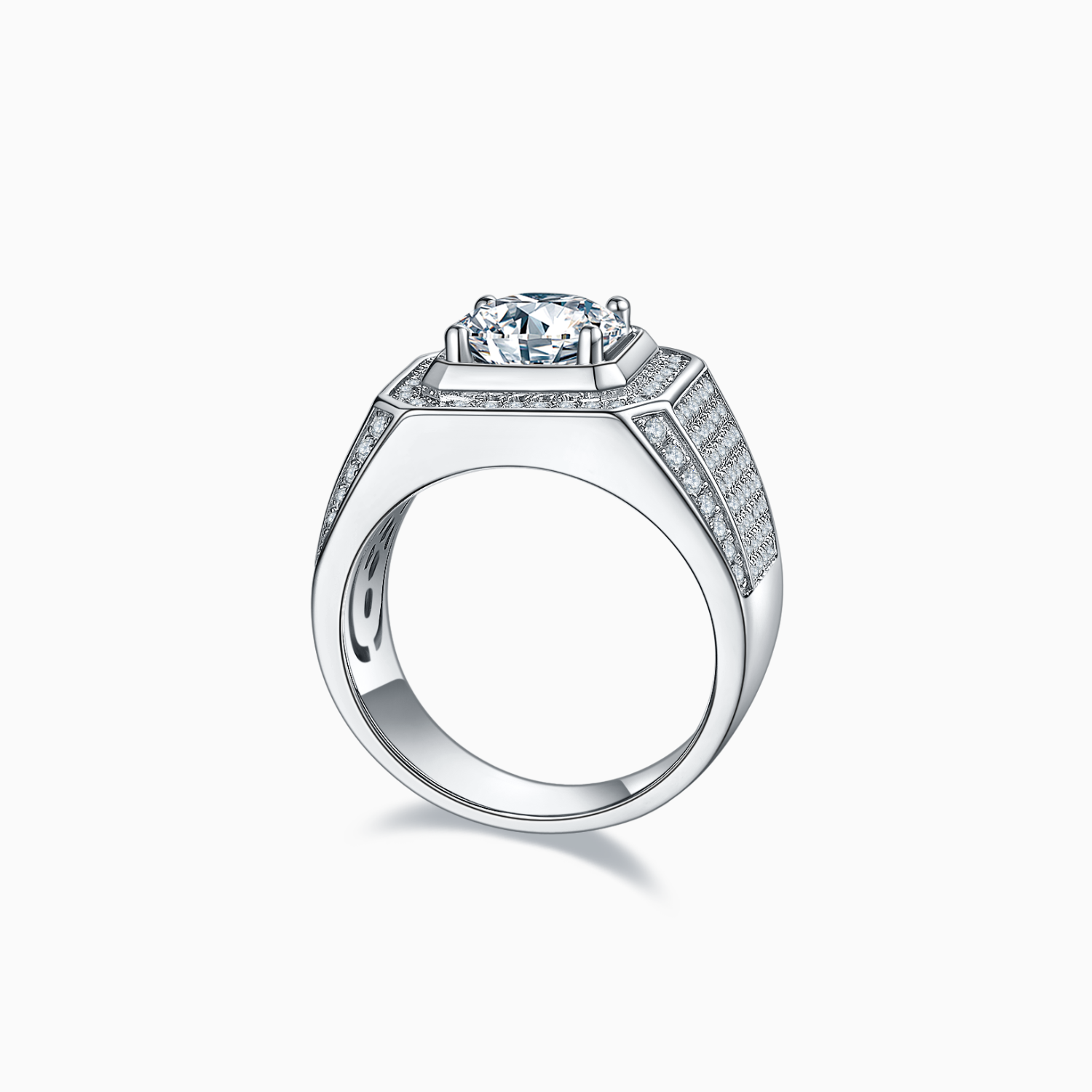 Men's Halo Moissanite Engagement Band Ring - Ceerom
