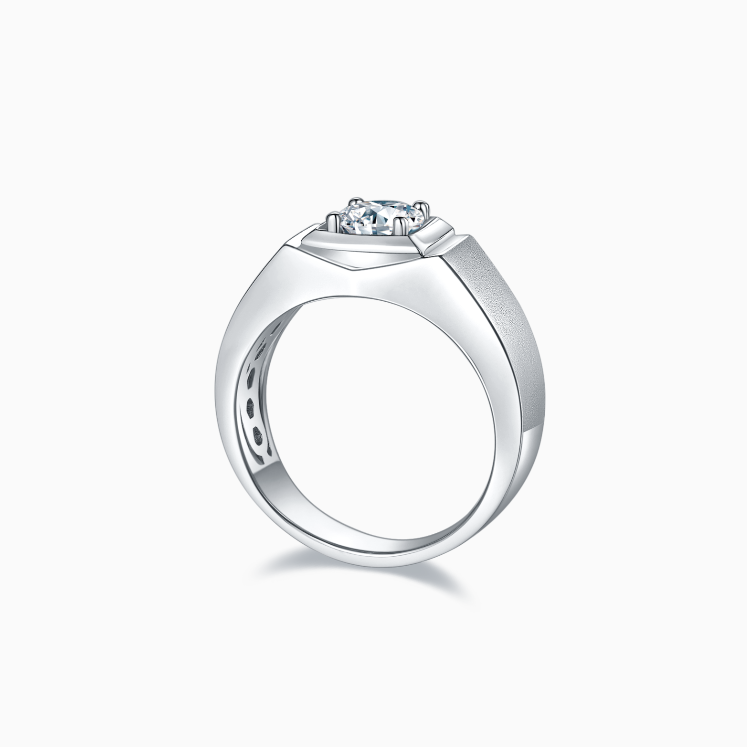 Round Moissanite Solitaire Men's Ring - Ceerom