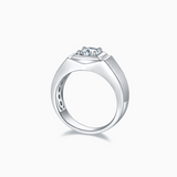 Round Moissanite Solitaire Men's Ring