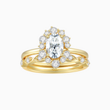 1.5CT Oval Cut Halo Moissanite Engagement Ring