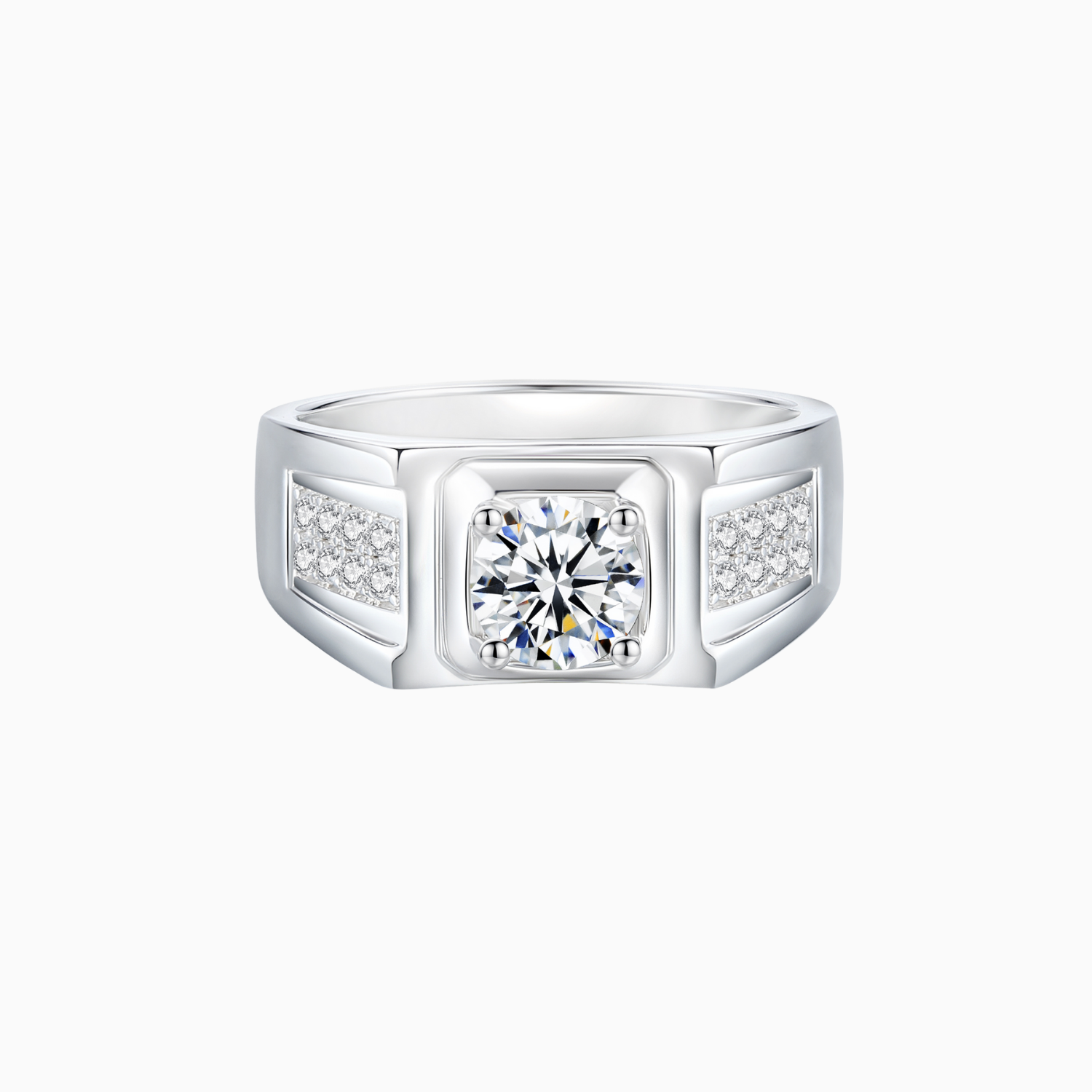 Men's Halo Moissanite Wedding Band Ring - Ceerom