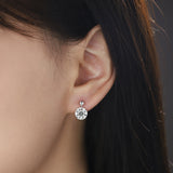 4Ct Round Cut Moissanite Drop Earrings