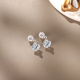 4Ct Round Cut Moissanite Drop Earrings
