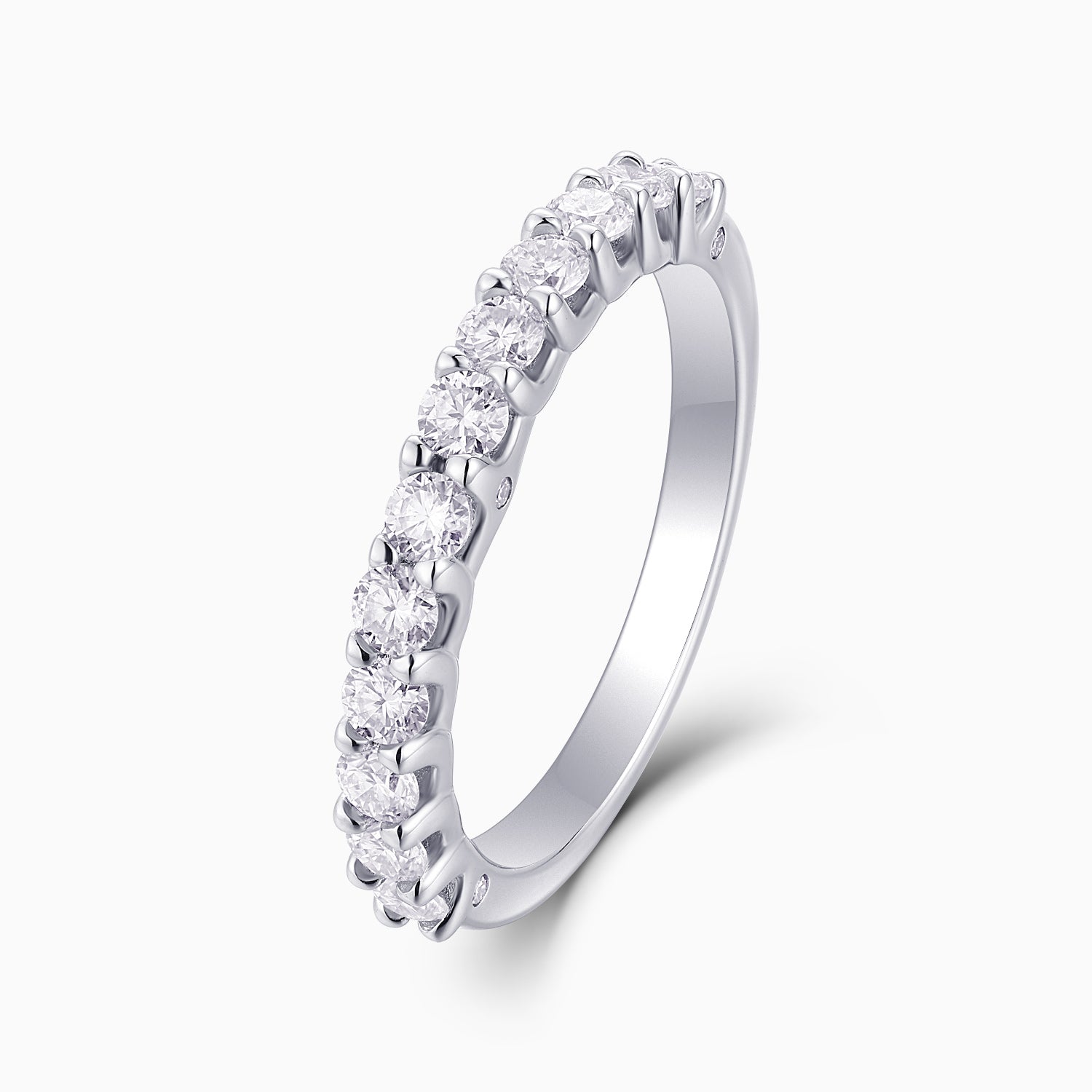 Round Cut Moissanite Wedding Band Ring - Ceerom