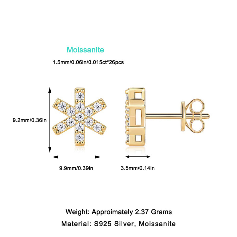 Snowflake Design Moissanite Stud Earrings - Ceerom