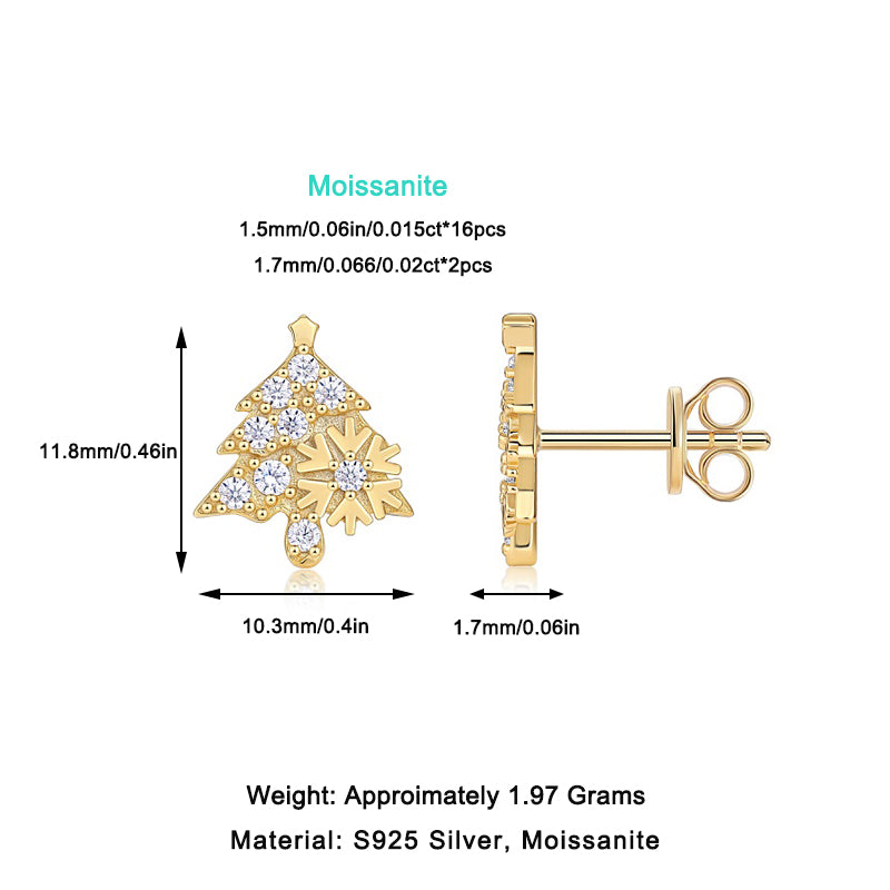 Christmas Tree Moissanite Stud Earrings - Ceerom