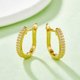Double Row Half Hoop Moissanite Earrings