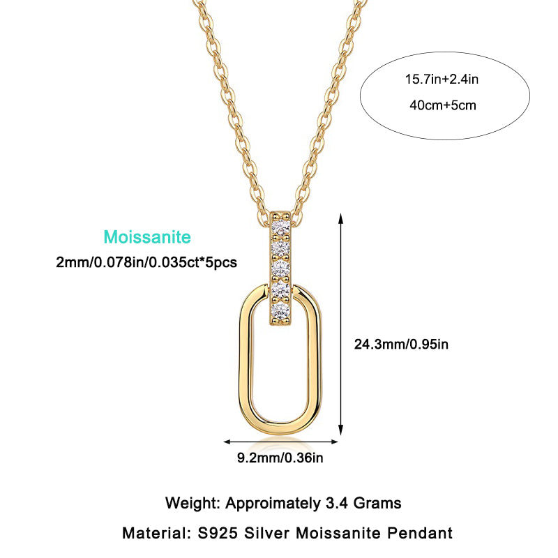 Moissanite Paperclip Link Pendant Necklace - Ceerom