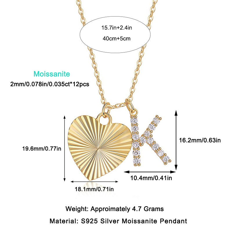 Letter K Round Cut Pave Moissanite Two Pendant Necklace - Ceerom