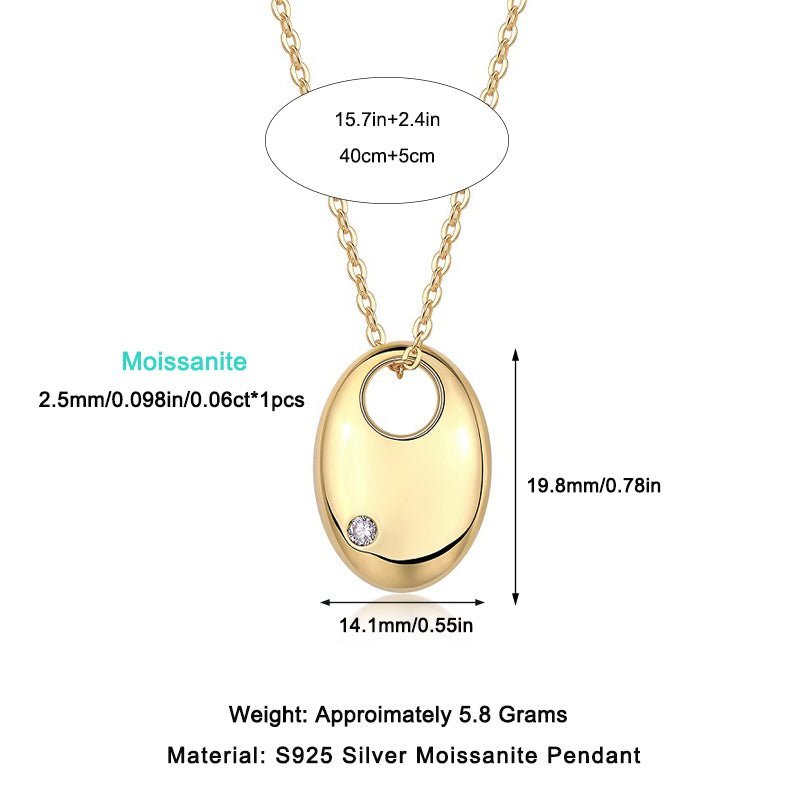Moissanite Pendant Necklace - Yellow Gold Plated - Ceerom