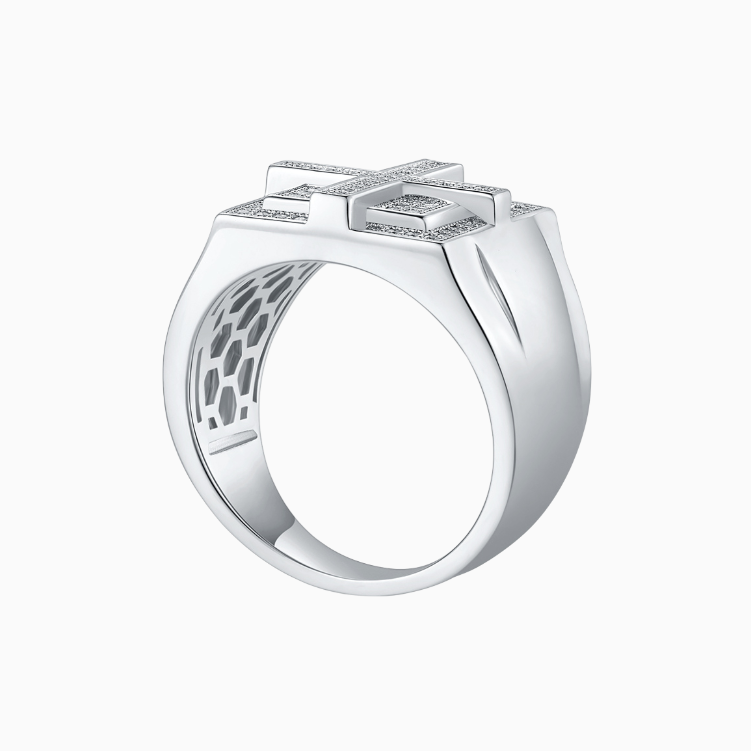 Men's Moissanite Cross Band Ring - Ceerom