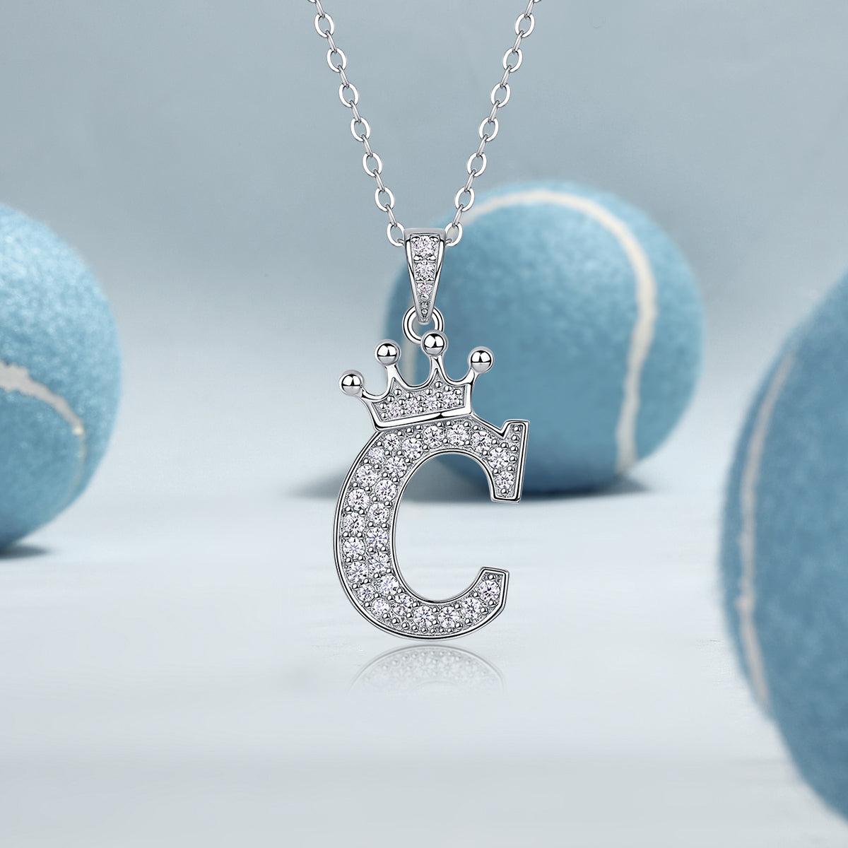 Crown 26 English Letters Full Moissanite Pendant Necklace Free choice - Ceerom