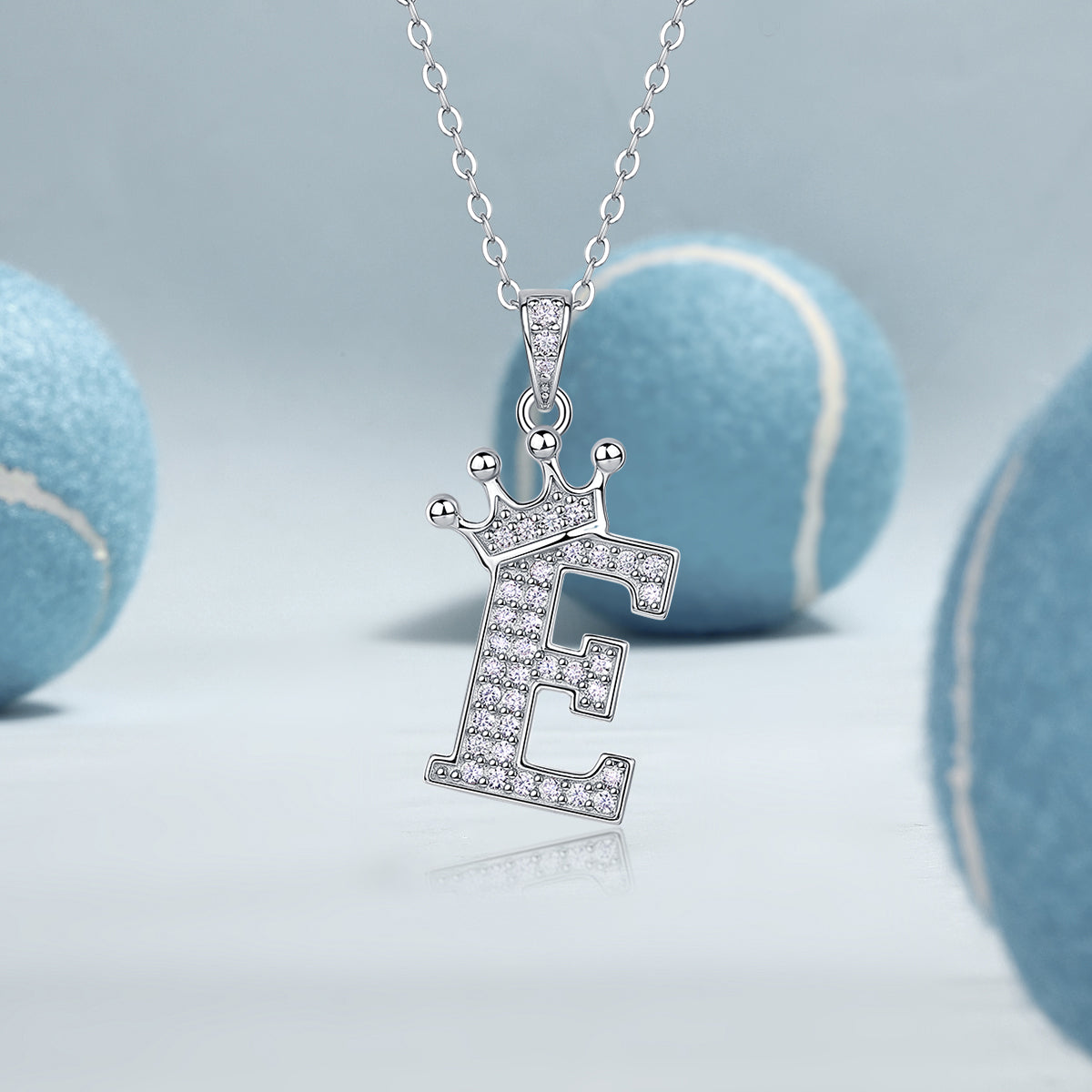Crown 26 English Letters Full Moissanite Pendant Necklace Free choice - Ceerom