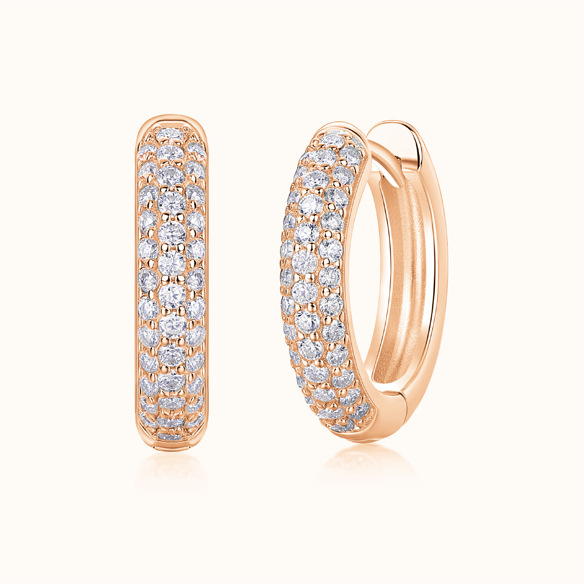 Three Row Moissanite Pave Hoop Earrings - Ceerom
