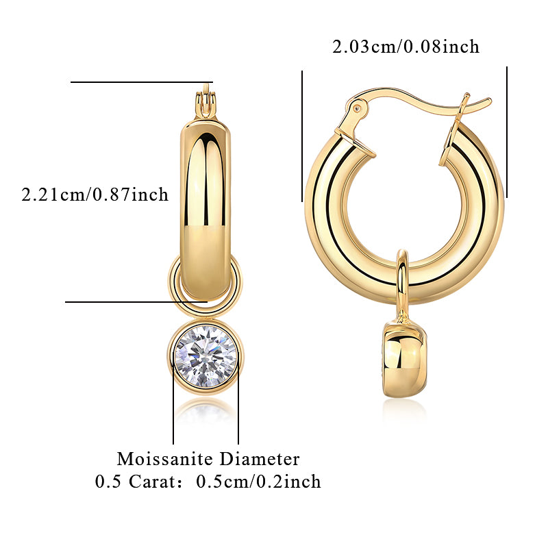 White Moissanite Hoop Earrings - Ceerom