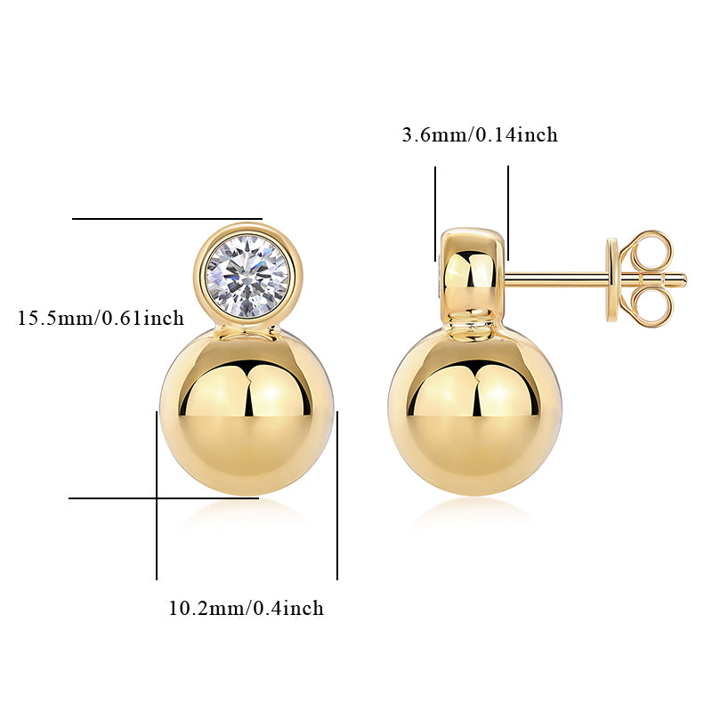 Elegant Ball Moissanite Stud Earrings - Ceerom
