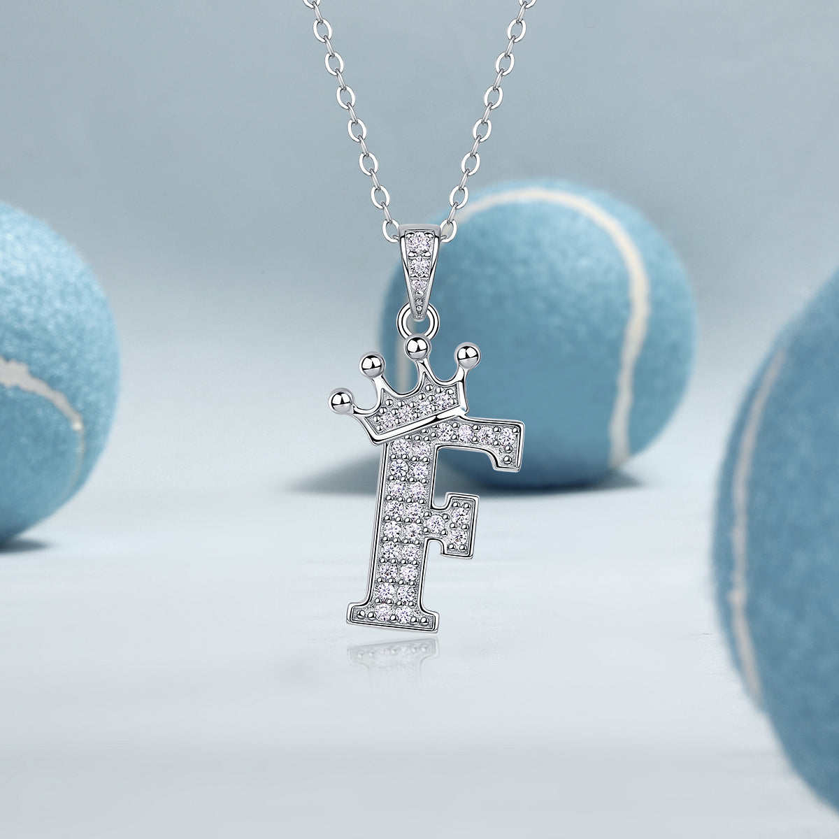 Crown 26 English Letters Full Moissanite Pendant Necklace Free choice - Ceerom