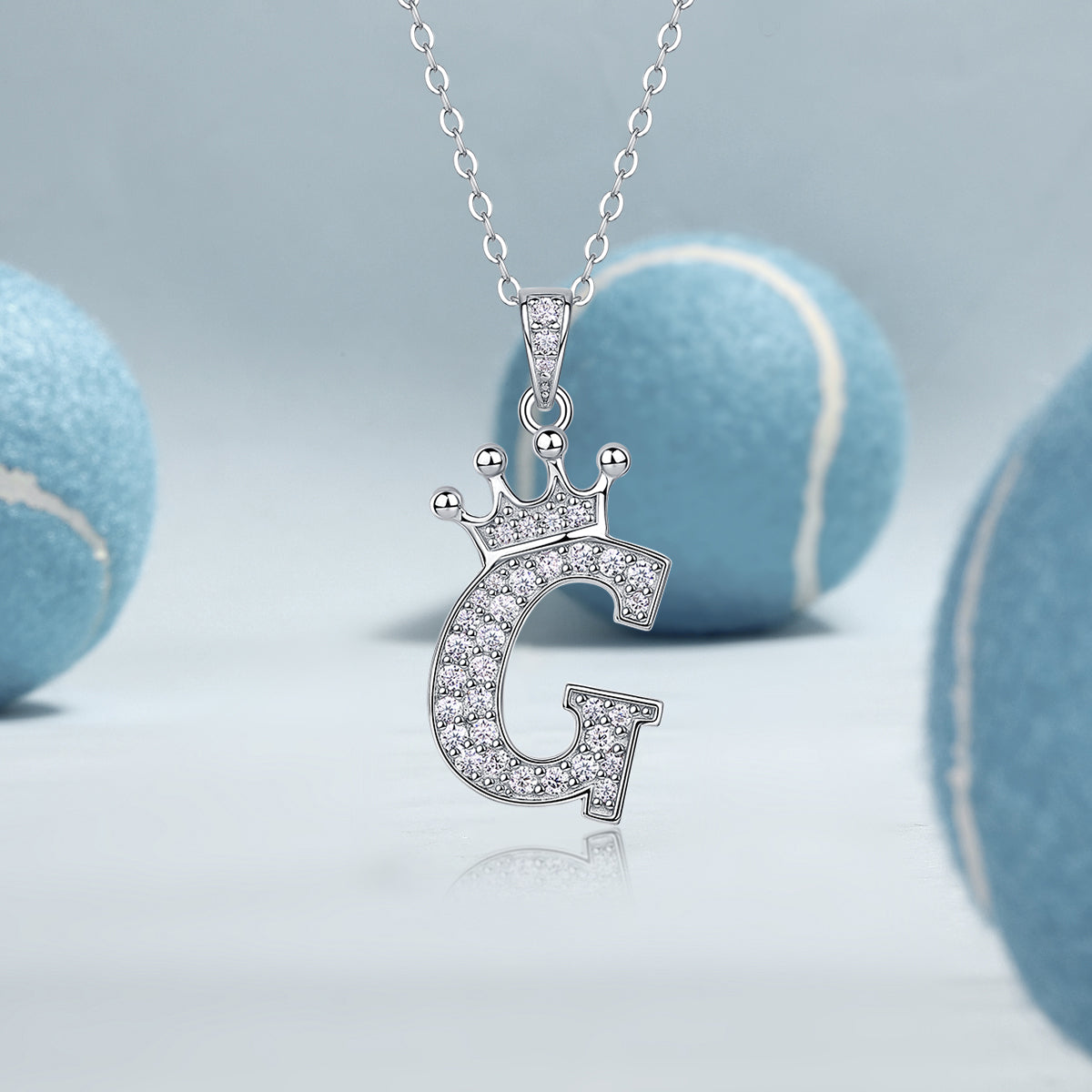 Crown 26 English Letters Full Moissanite Pendant Necklace Free choice - Ceerom