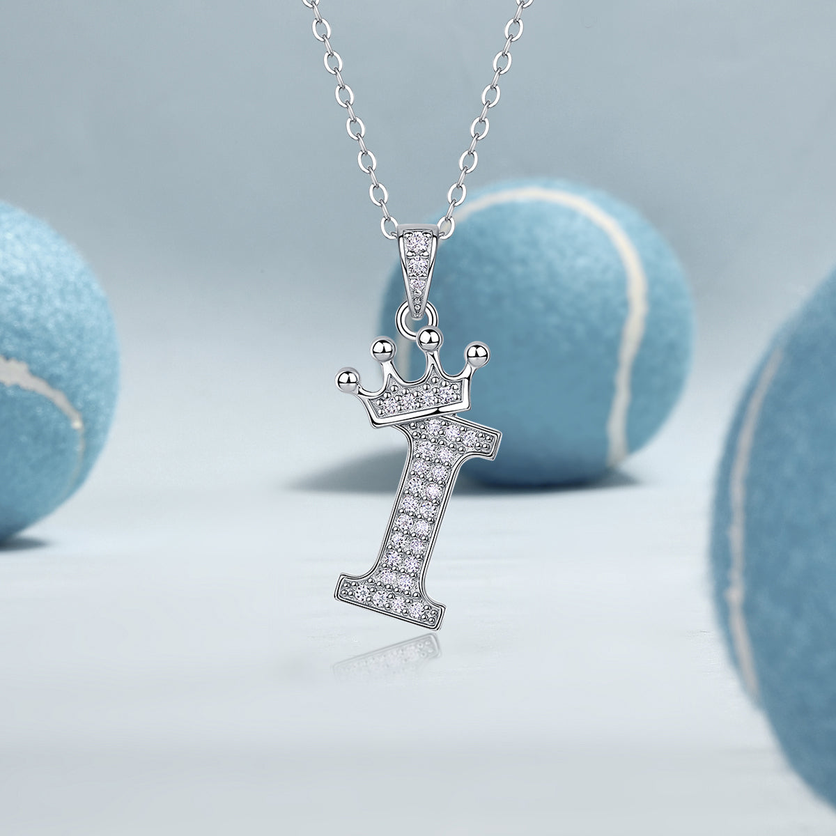 Crown 26 English Letters Full Moissanite Pendant Necklace Free choice - Ceerom