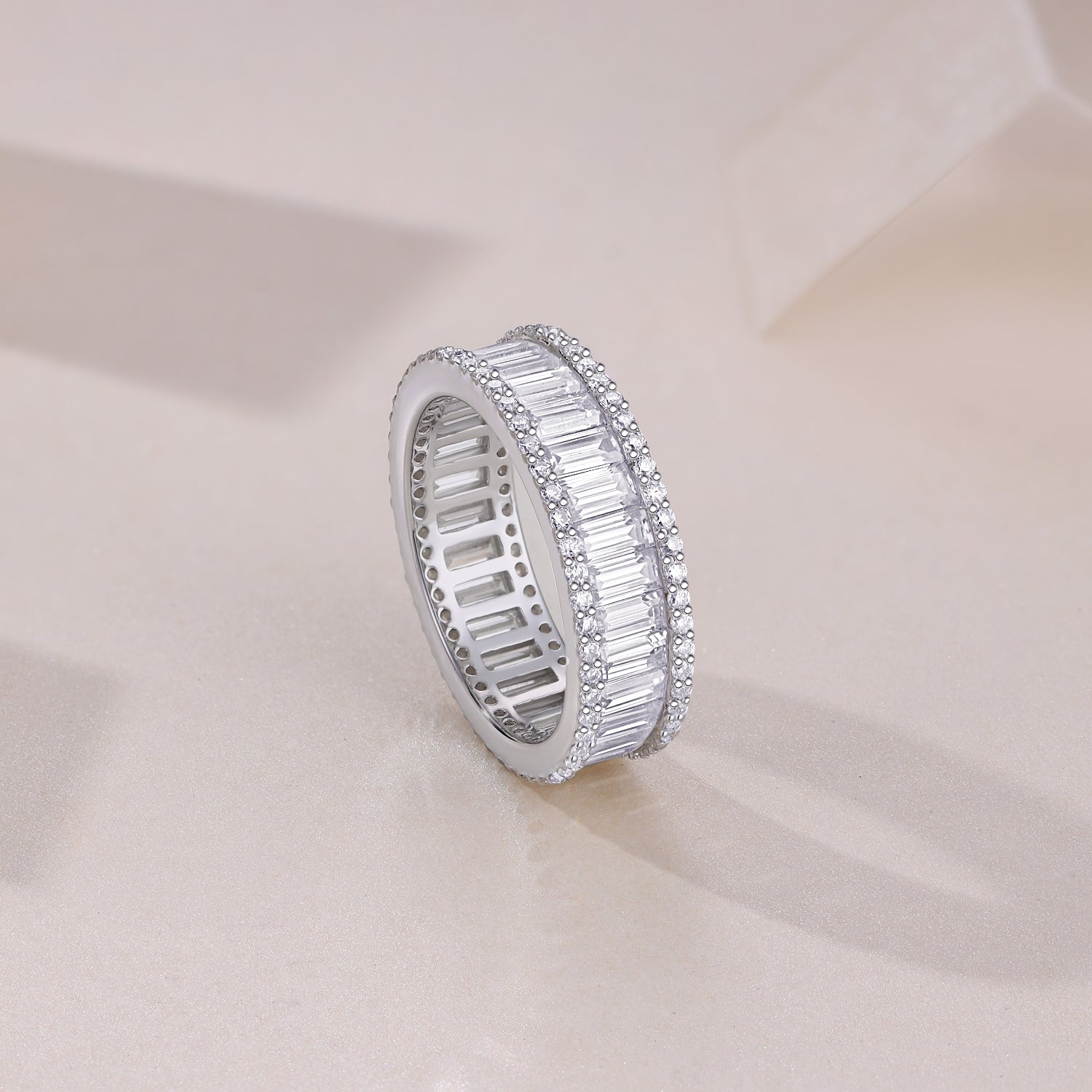 Full Eternity Emerald Cut Moissanite Band Ring - Ceerom