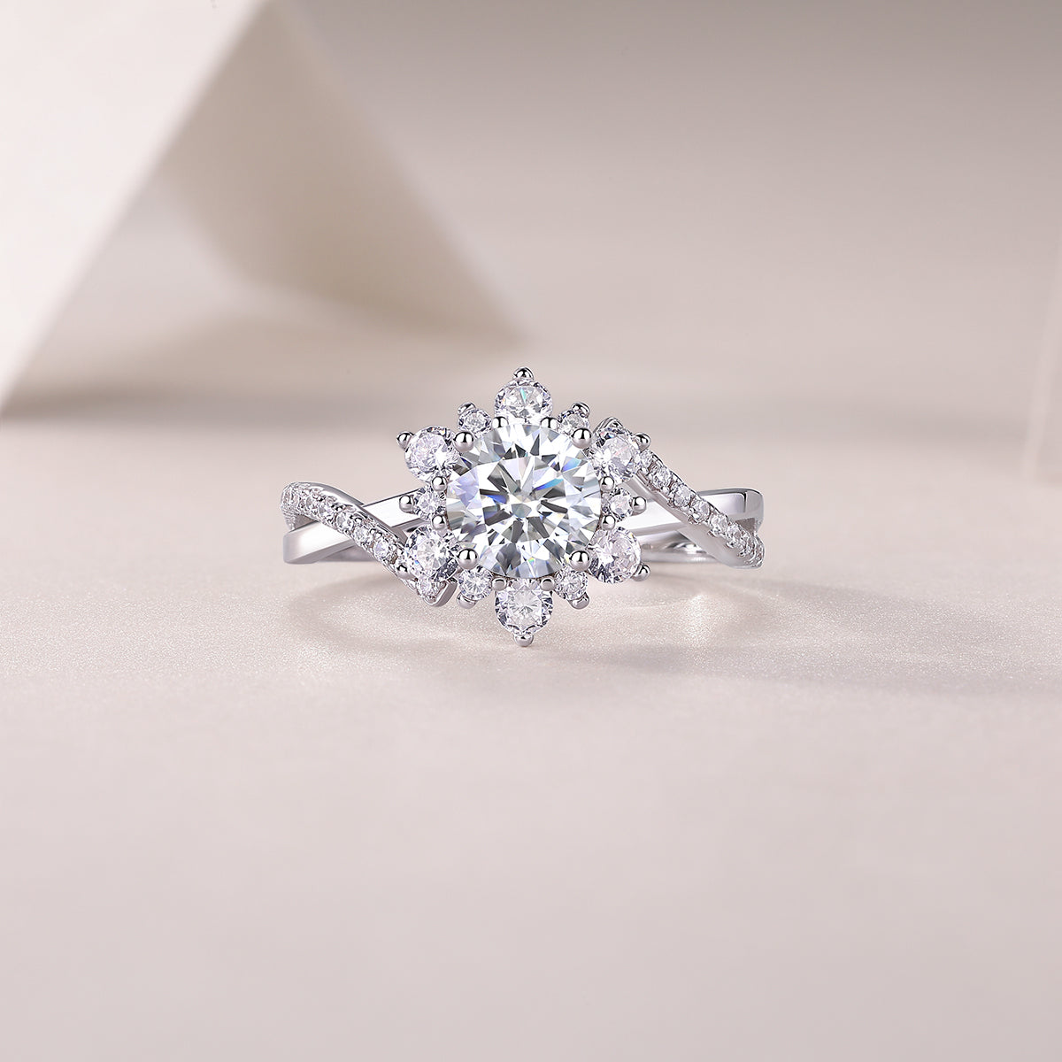 Petite Twist  Round Moissanite Engagement Ring - Ceerom