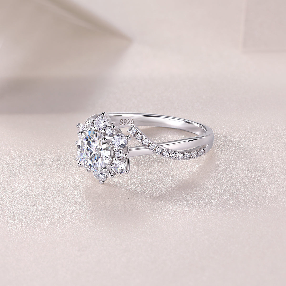 Petite Twist  Round Moissanite Engagement Ring - Ceerom
