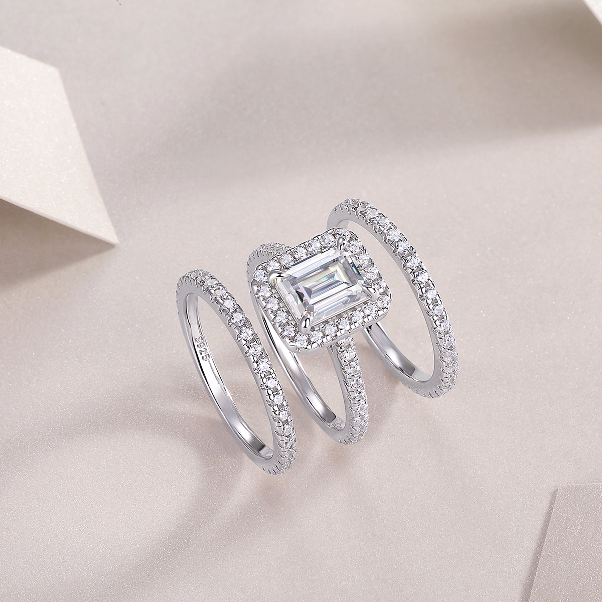 Sparkle Emerald Cut Stackable Ring Set - Ceerom
