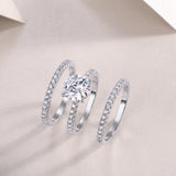 Round Moissanite Pave Wedding Ring Set