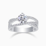 Moissanite Double Band Pave Engagement Ring