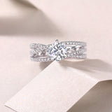 Moissanite Double Band Pave Engagement Ring