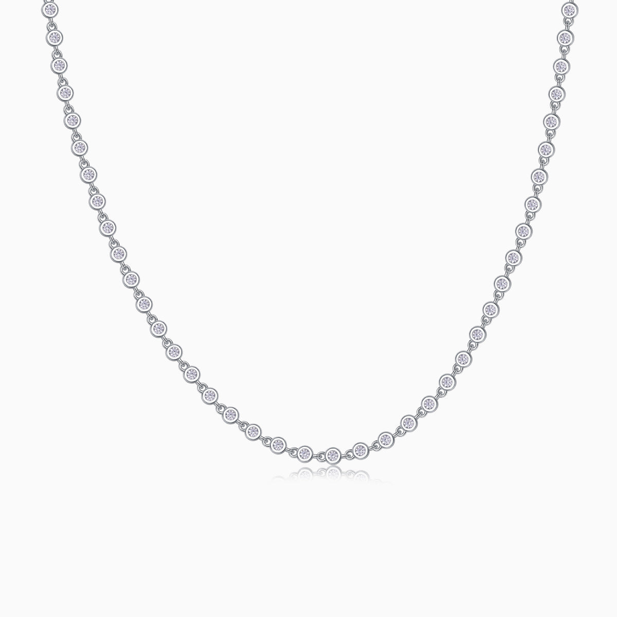 Round Cut Moissanite Tennis Necklace - Ceerom